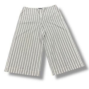 Lafayette 148 Size 16 Striped Wide Leg Cotton Linen Palazzo Pants Lagenlook